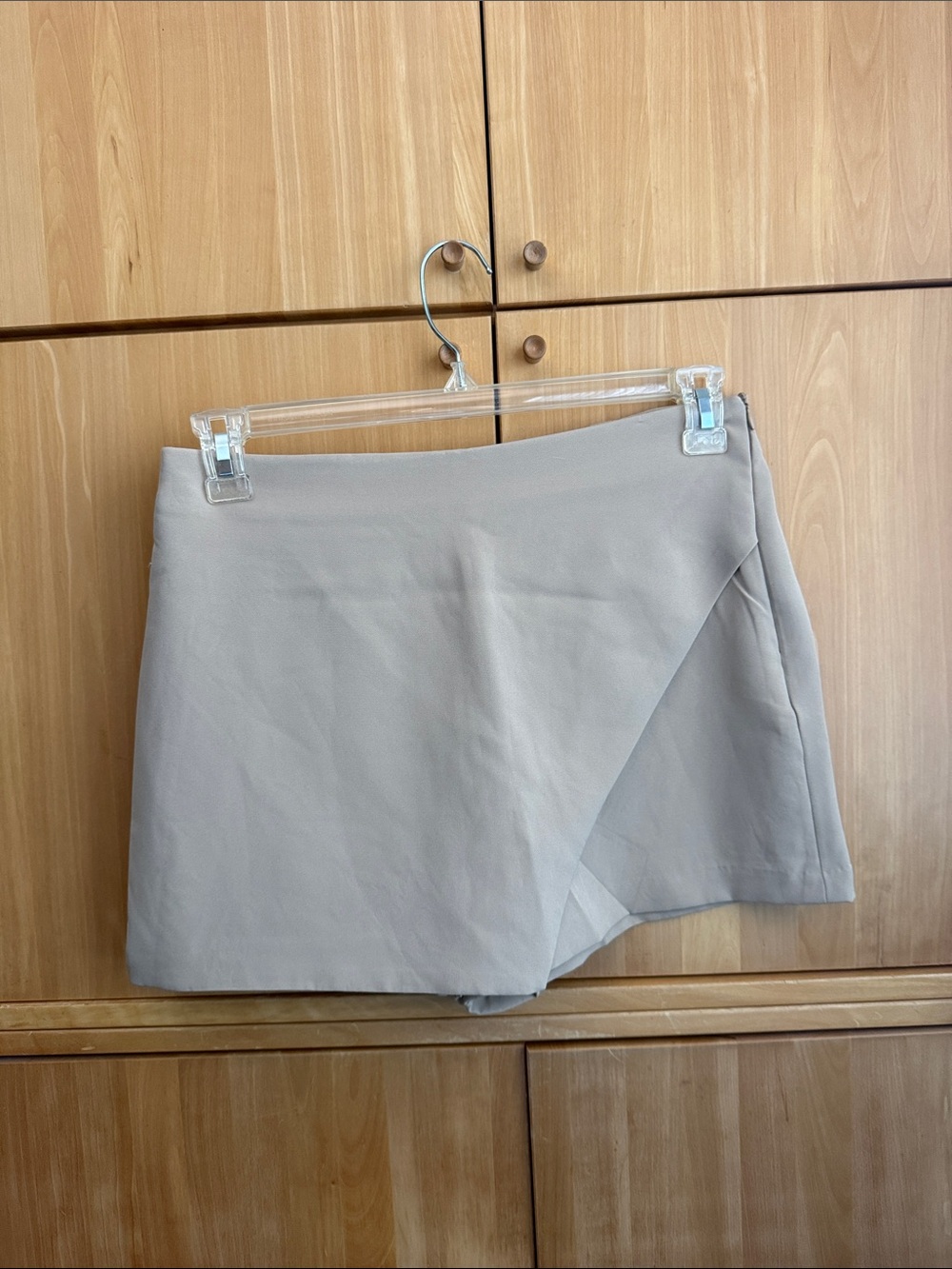 Love Tree Taupe Wrap-Front Skort